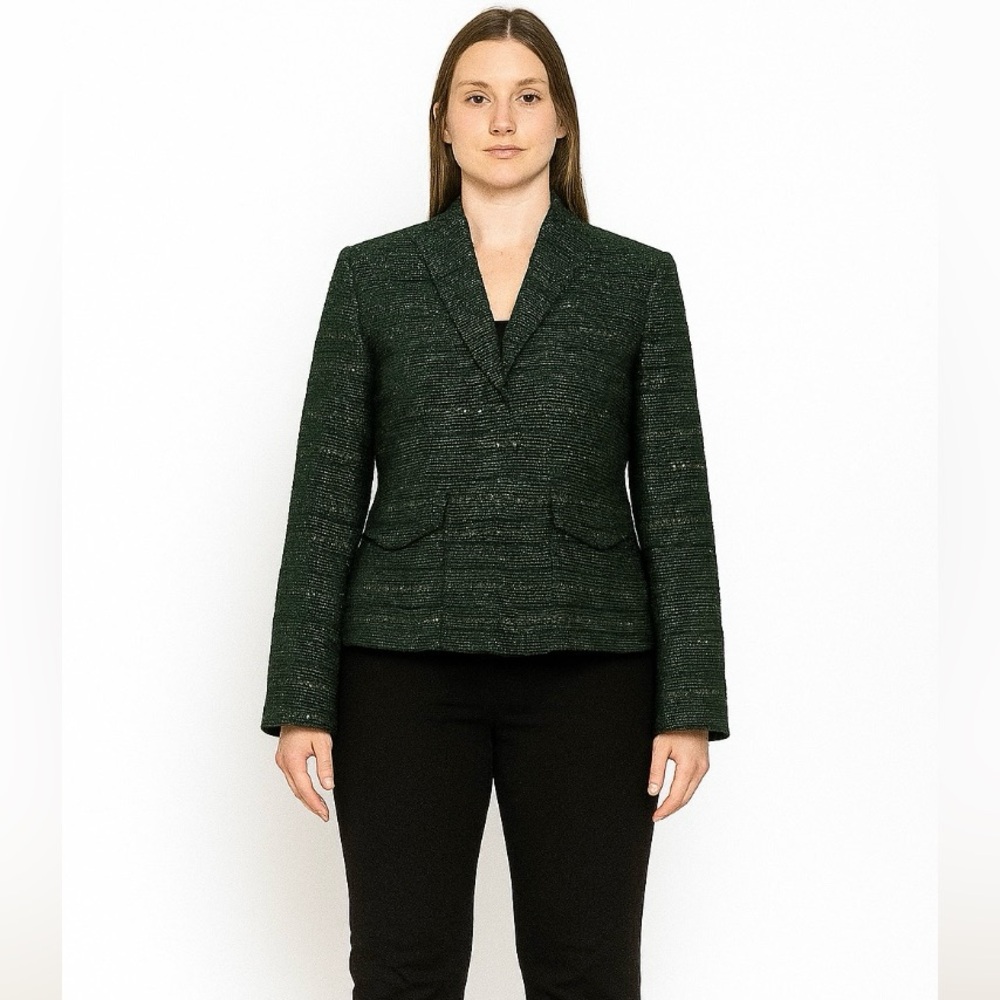 Nipon Boutique Women’s Size 10 Black & Green With Silver Sequin Blazer Jacket
